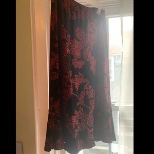 Vintage 90s Red & Black Velvet Glitter Skirt